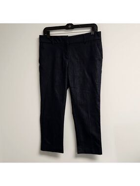 NEW York & Co 7thAve Design Studio lightweight denim dark blue crop pants Sz: 4